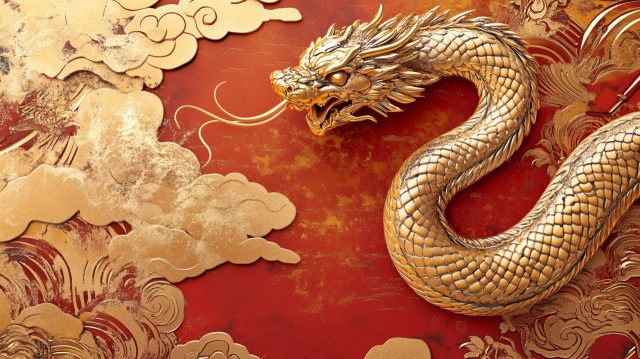Golden Snake Illustration for Chinese Year of the Snake