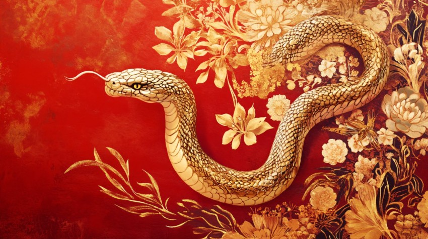 Golden Snake Artwork for Chinese New Year Celebration