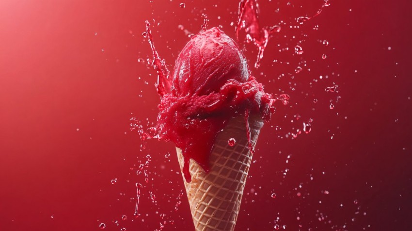 Red Ice Cream Cone Against Vodafone Red Background