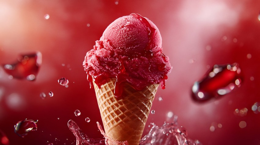 Ice Cream Cone on Vodafone Red Background