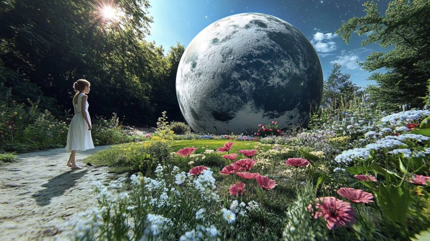 Surreal Flower Garden on the Moon