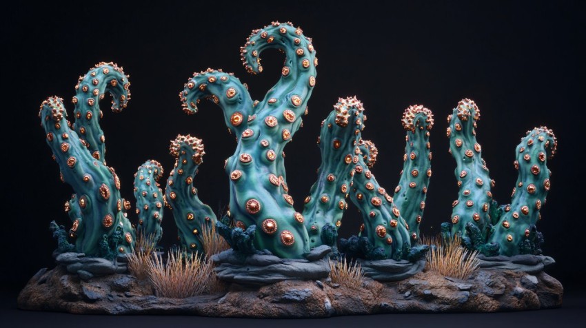 Eldritch Cactus with Copper Details and Translucent Planes