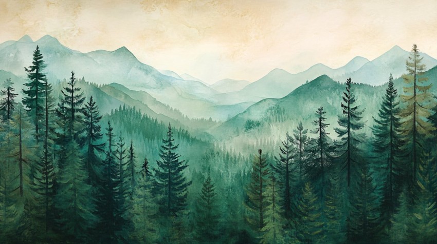 Landscape Trees and Mountains