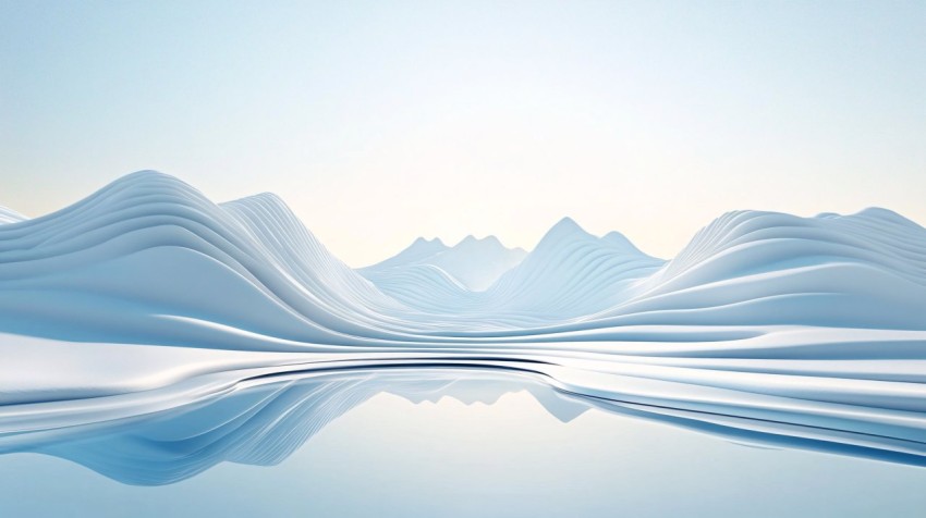 Light Blue Gradient Sky with Snow-Capped Mountains