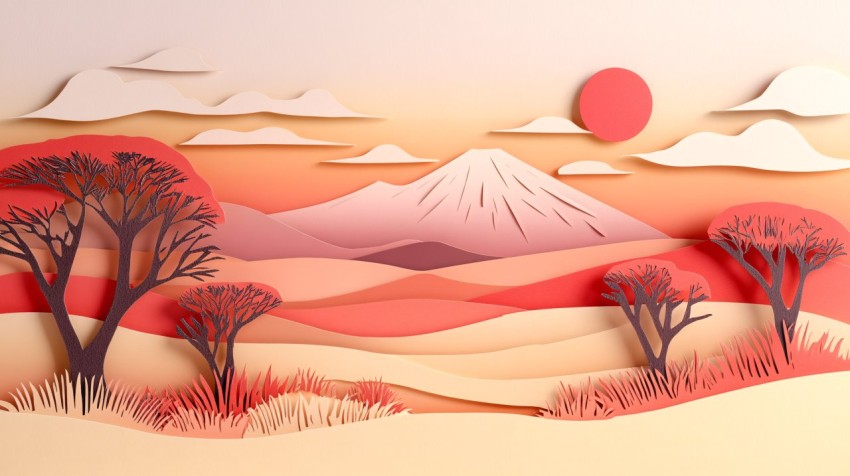 African Landscape Paper Cutout Style Background