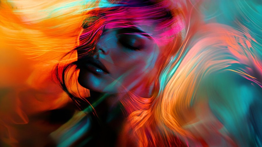 Selfish Woman in Abstract Colorful Art