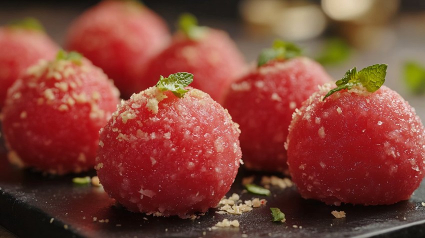 Summer Watermelon Balls with Mint Garnish