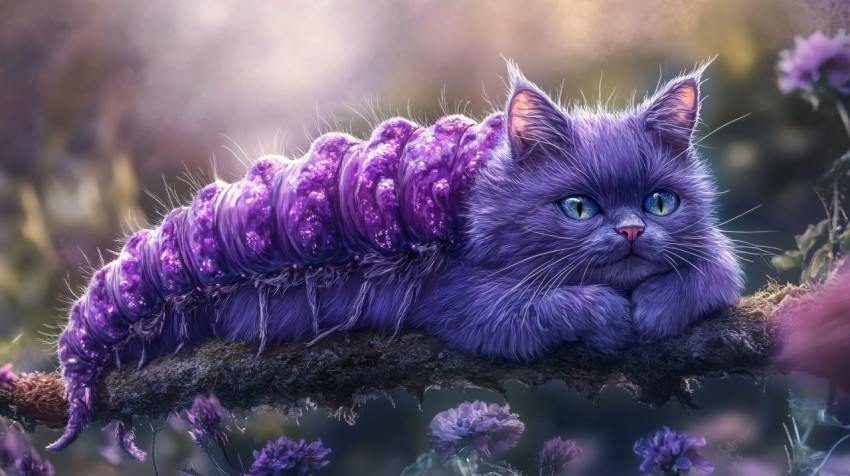 Photo of Cat as Purple Caterpillar