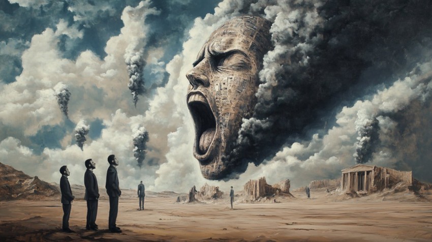 Surreal Painting Representing the Concept of Freedom of Speech