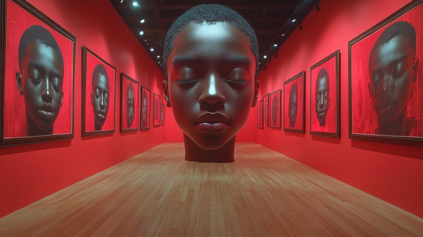 Three-Dimensional Black Boys' Portraits in Picture Frames Room