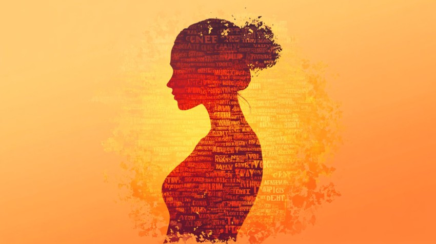 Strong Woman Silhouette with Empowering Words in Languages