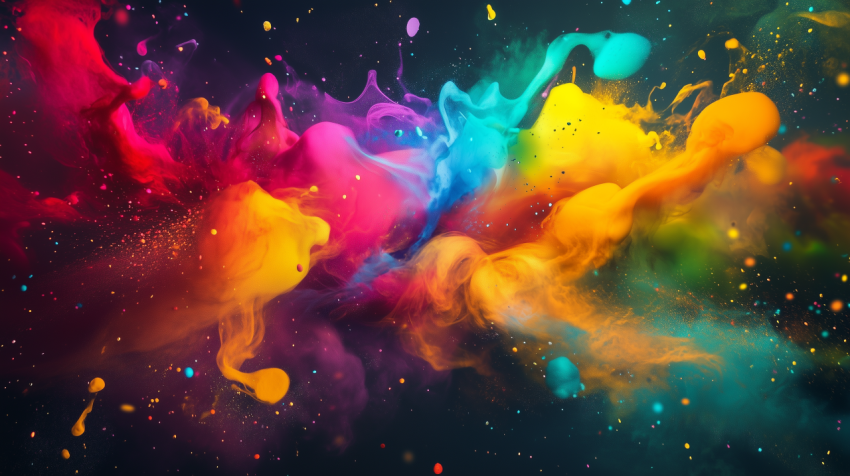 Abstract Explosion of Colorful Paint in Motion