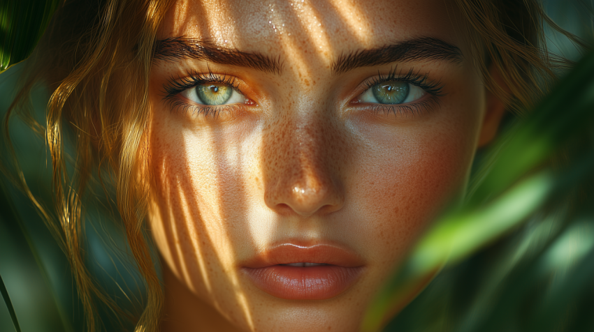 Sun-Kissed Freckled Beauty in Nature