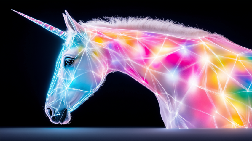 Futuristic Neon Unicorn with Vibrant Digital Design