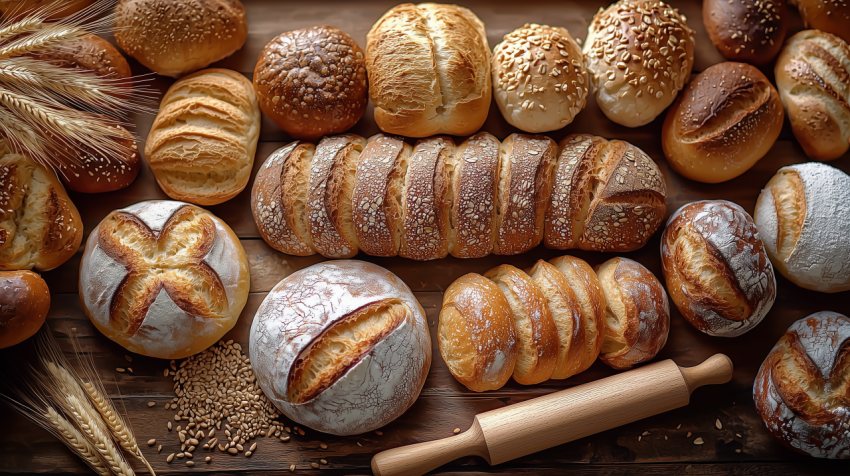 Assortment of Freshly Baked Artisan Bread