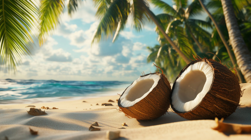 Tropical Beach Escape with Fresh Coconut