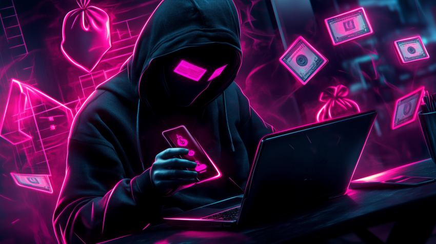 Cybercriminal in Neon Hackspace