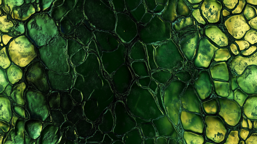 Abstract Green and Yellow Organic Texture with Cracked Pattern