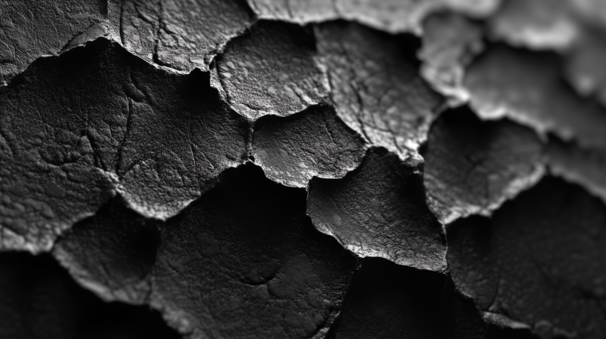 Close-Up of Dark Cracked Surface with Textured Layers