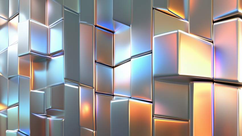 Abstract Metallic 3D Cube Pattern with Gradient Lighting