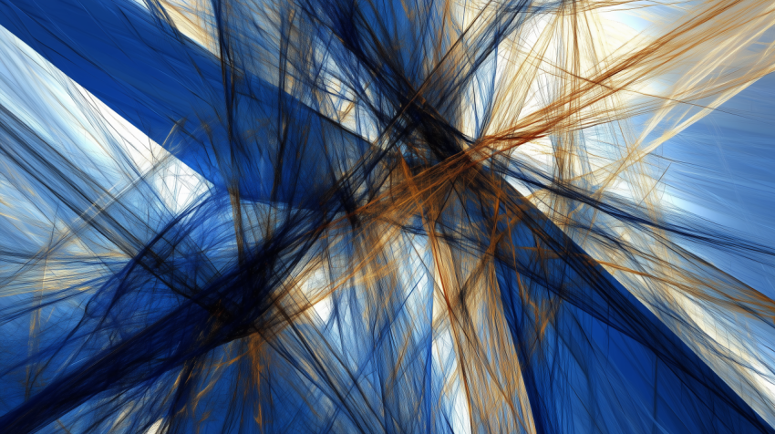 Abstract Blue and Brown Fractal Art with Intersecting Lines