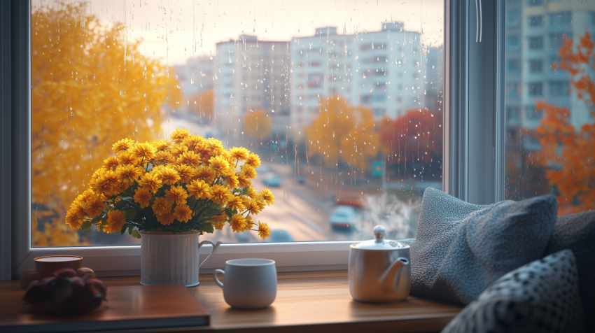 Autumn Afternoon by the Rainy Window