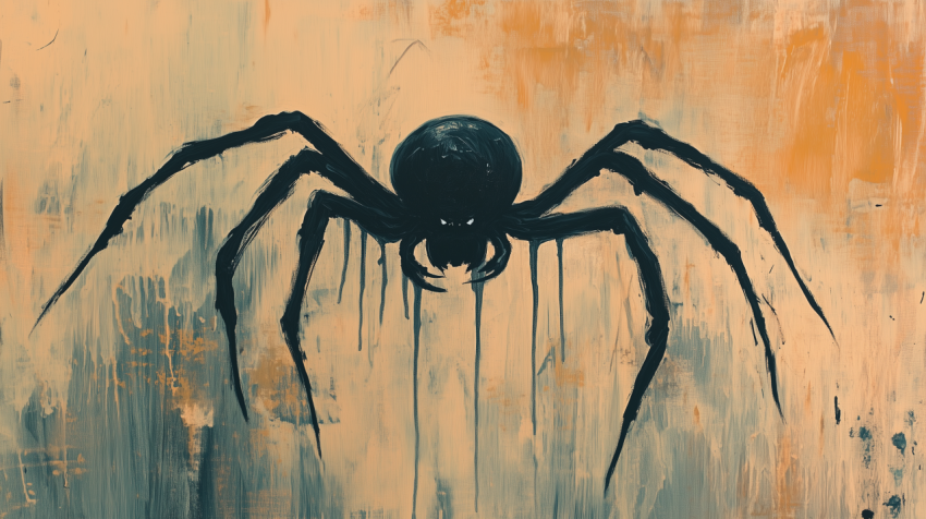 Abstract Black Spider on Textured Background