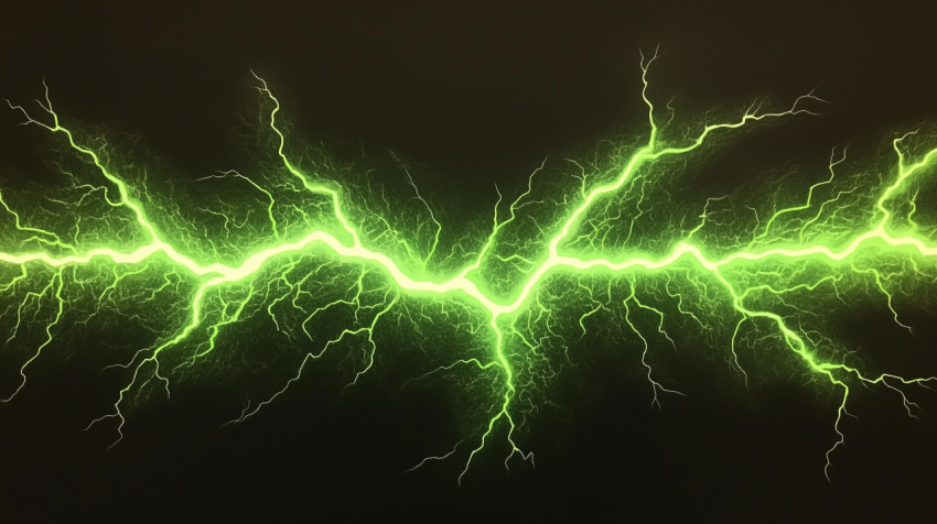 Green Electric Lightning on Black Background