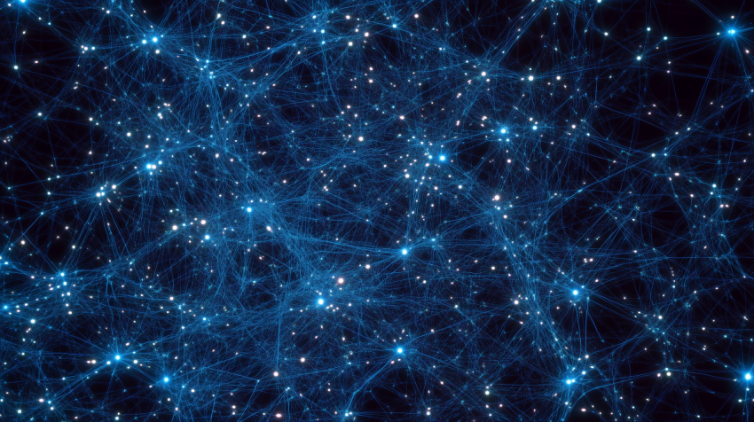 Expansive Interconnected Web of Blue Nodes