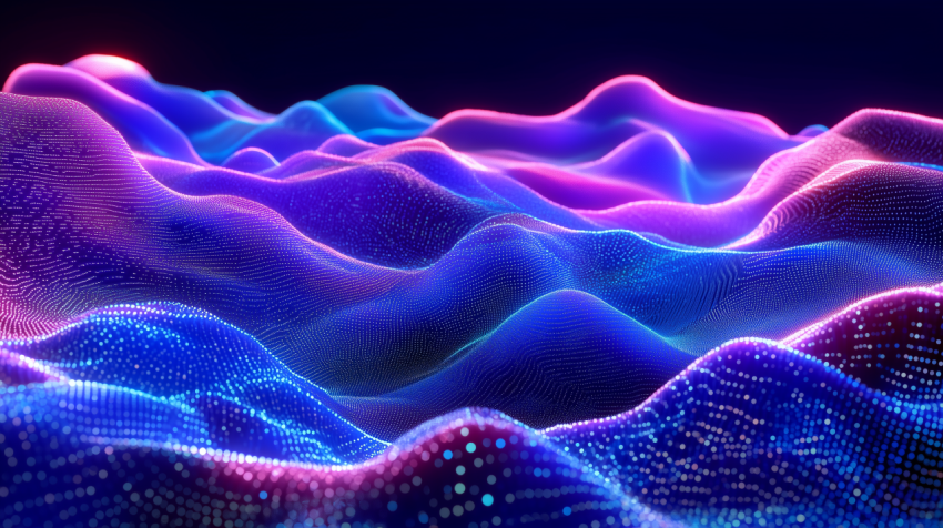 Abstract digital waves with neon glow