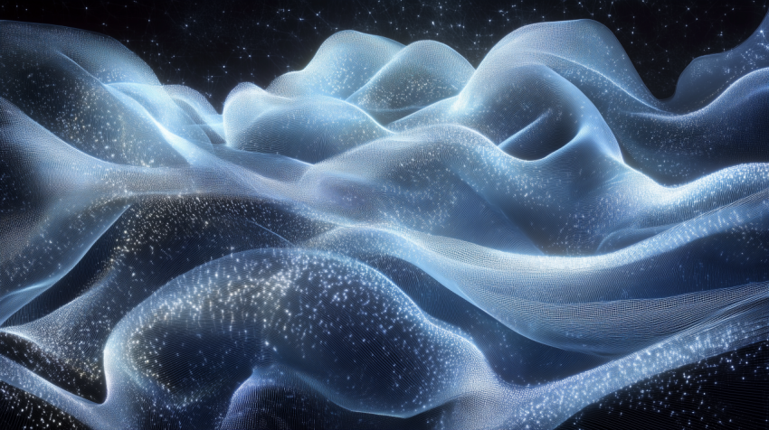 Abstract digital waves with glowing particles