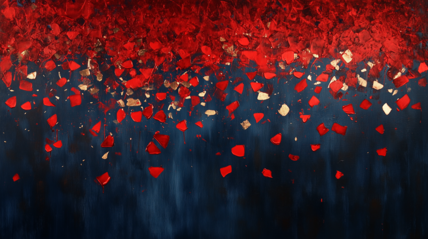 Red and Gold Abstract Texture on Dark Blue Background