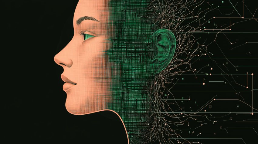 Artificial Intelligence Human Face Digital Circuit