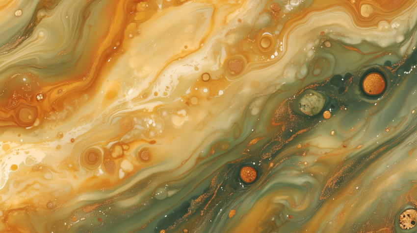 Abstract Fluid Art in Earthy Orange and Green Tones