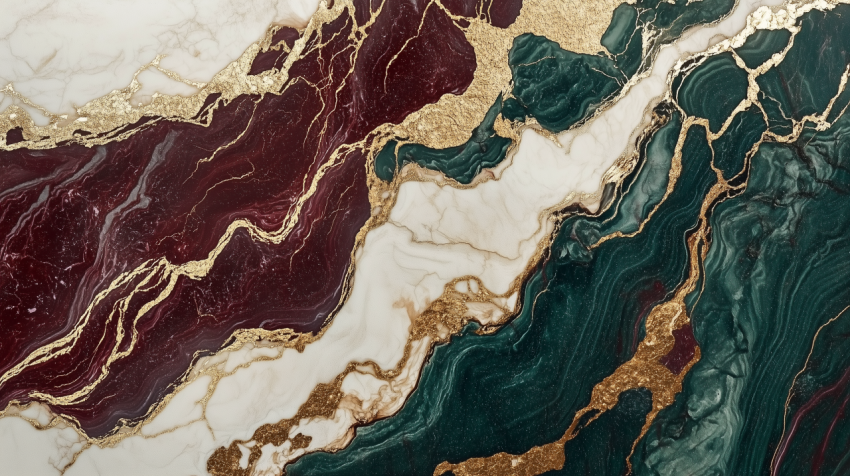 Luxury Marble Texture in Burgundy, Green, and Gold