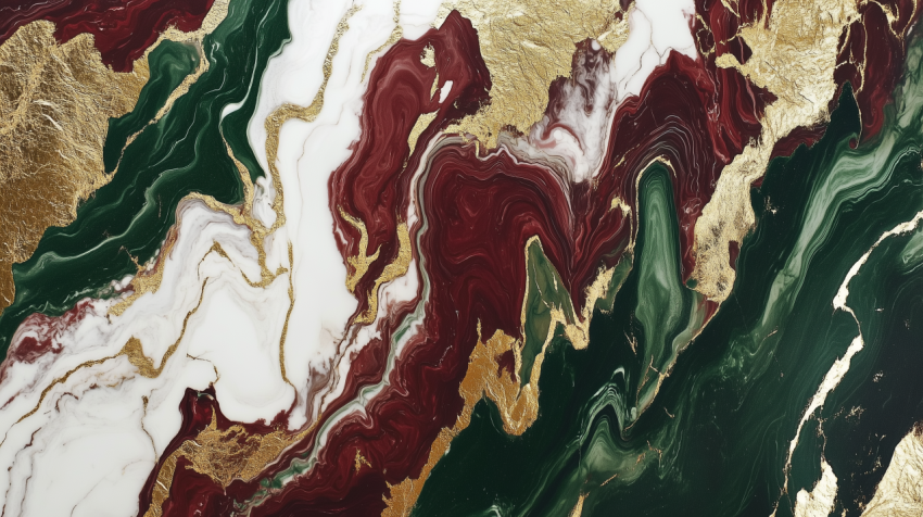 Marble Texture in Deep Green, Burgundy, and Gold Veins