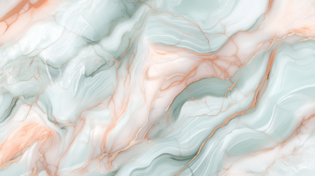 Soft Mint and Peach Marble Texture with Gold Veins