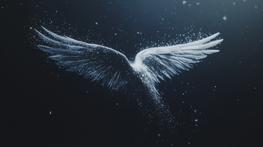 Ethereal White Wings in Cosmic Darkness