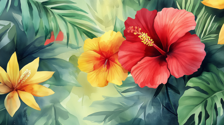 Tropical Hibiscus and Exotic Flowers