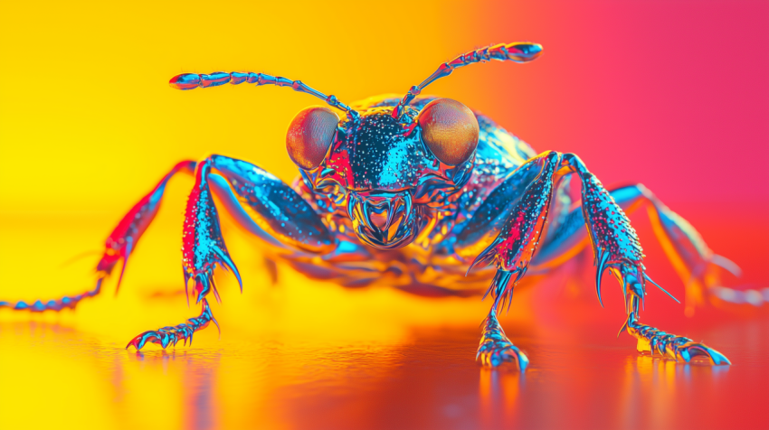 Close-Up of Metallic Insect on Vibrant Background