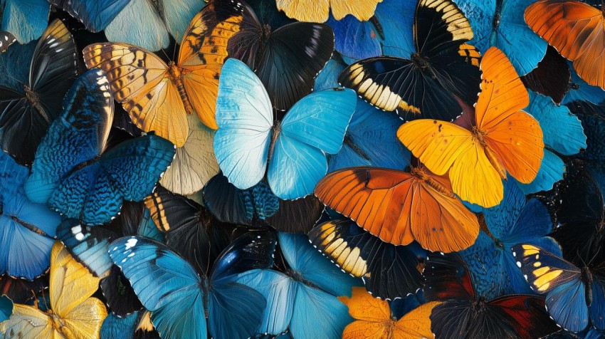 Colorful Blue and Orange Butterfly Collection