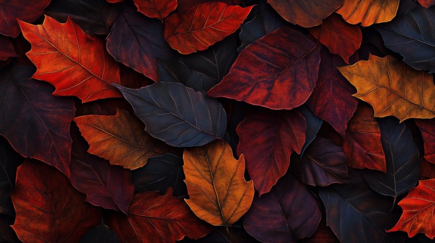 Autumn Leaves Texture in Rich Red and Orange Tones