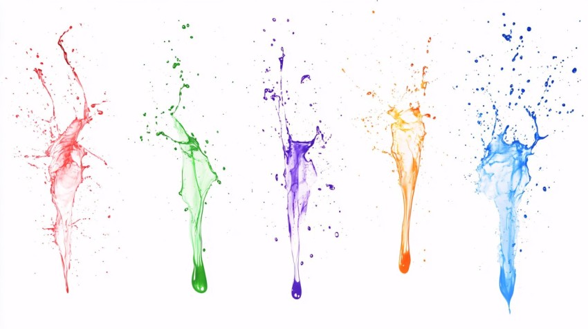 Colorful Paint Splashes on White