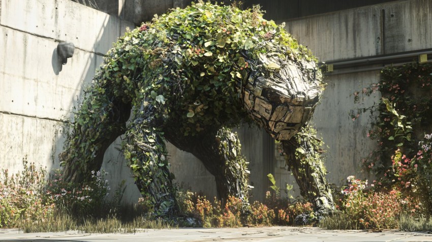 Futuristic Hybrid Creatures in Urban Concrete Habitat