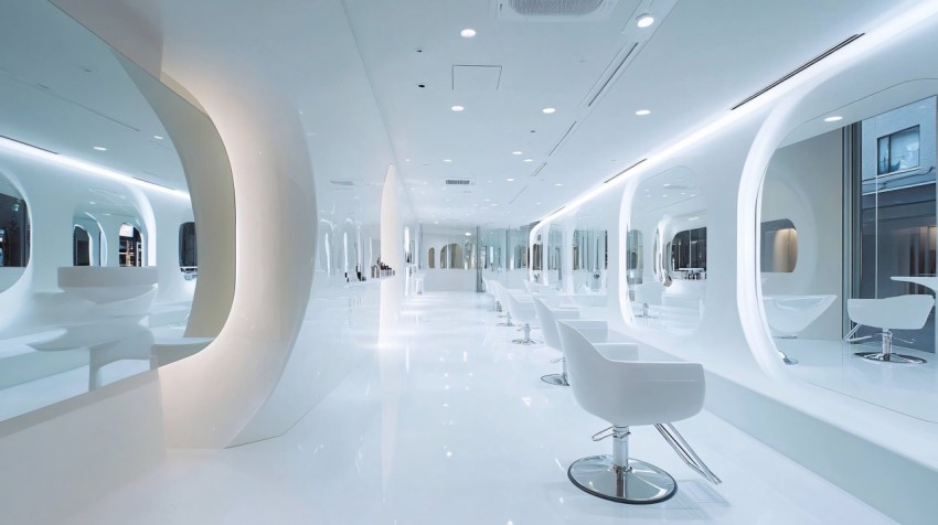 Futuristic Beauty Salon with Clean Modern Design