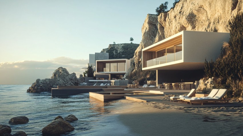 Beach Clubhouse with Pool at Dusk Photography