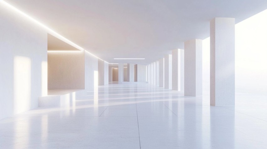 Futuristic Minimalist Architecture in Pure White Space