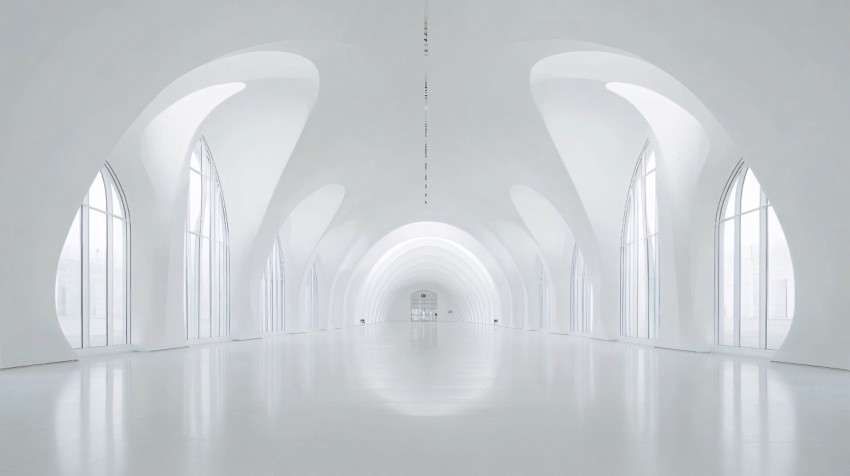 Futuristic Minimalist White Abstract Architectural Space