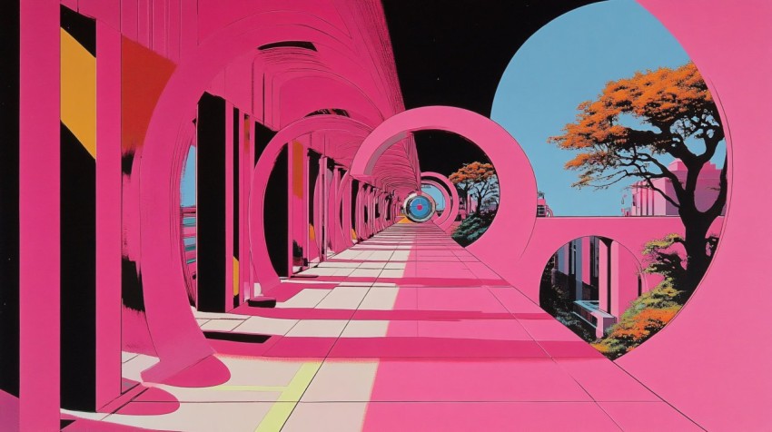 Pink Space Void with Retrofuturistic and Syd Mead Aesthetic