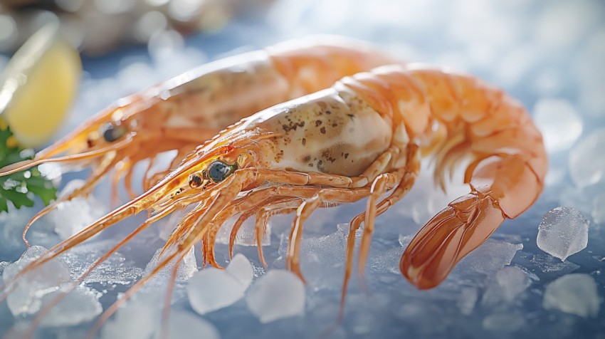 Fresh Seafood on Ice with Realistic High-Resolution Texture